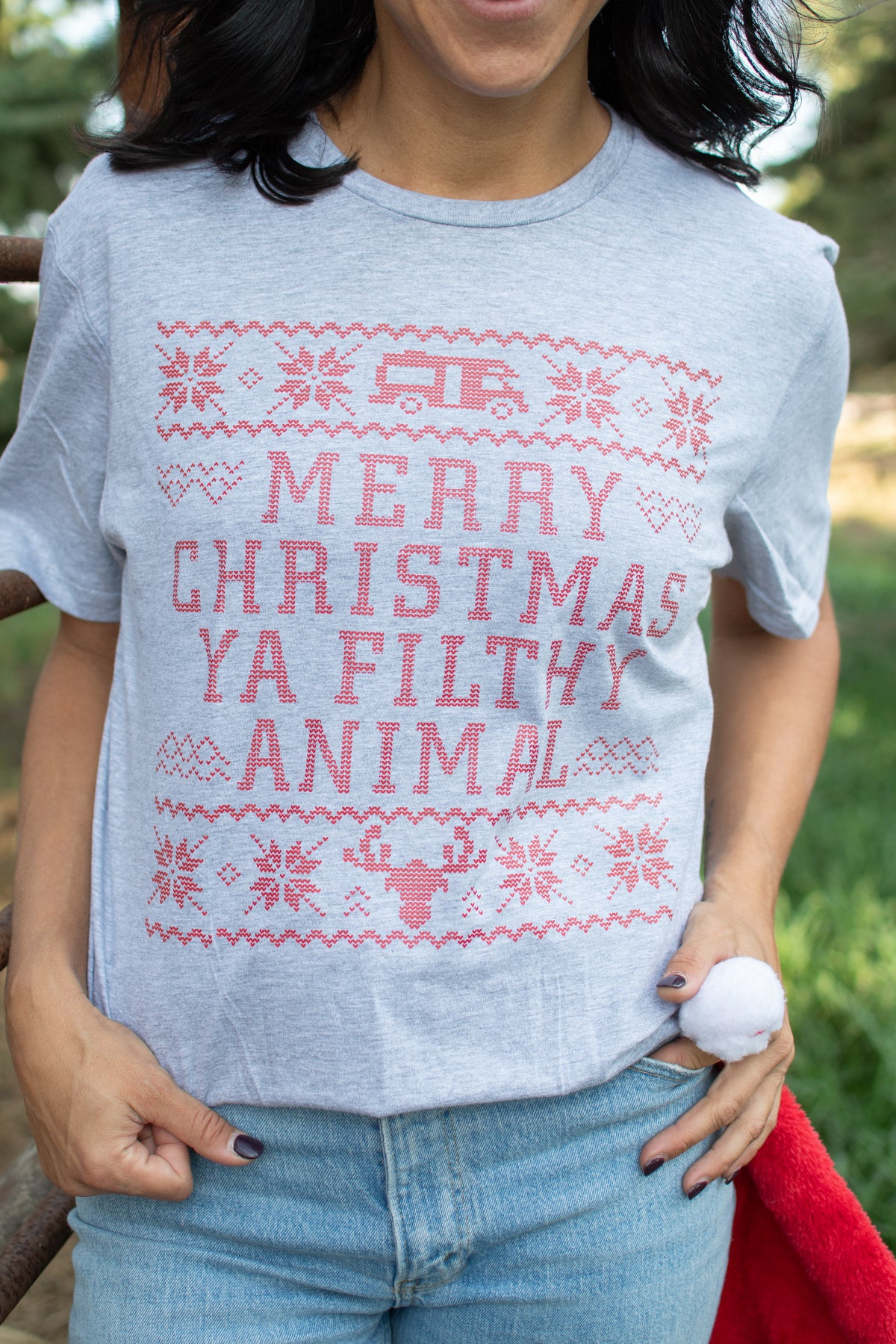 'Merry Christmas Ya Filthy Animal' Sweater Design Tee