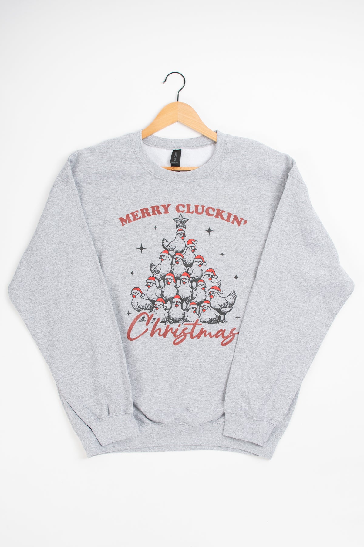 'Merry Cluckin Christmas' Grey Crewneck