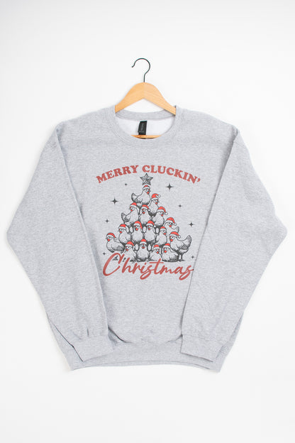 'Merry Cluckin Christmas' Grey Crewneck