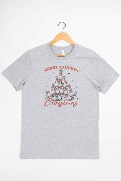 'Merry Cluckin Christmas' Grey Tee