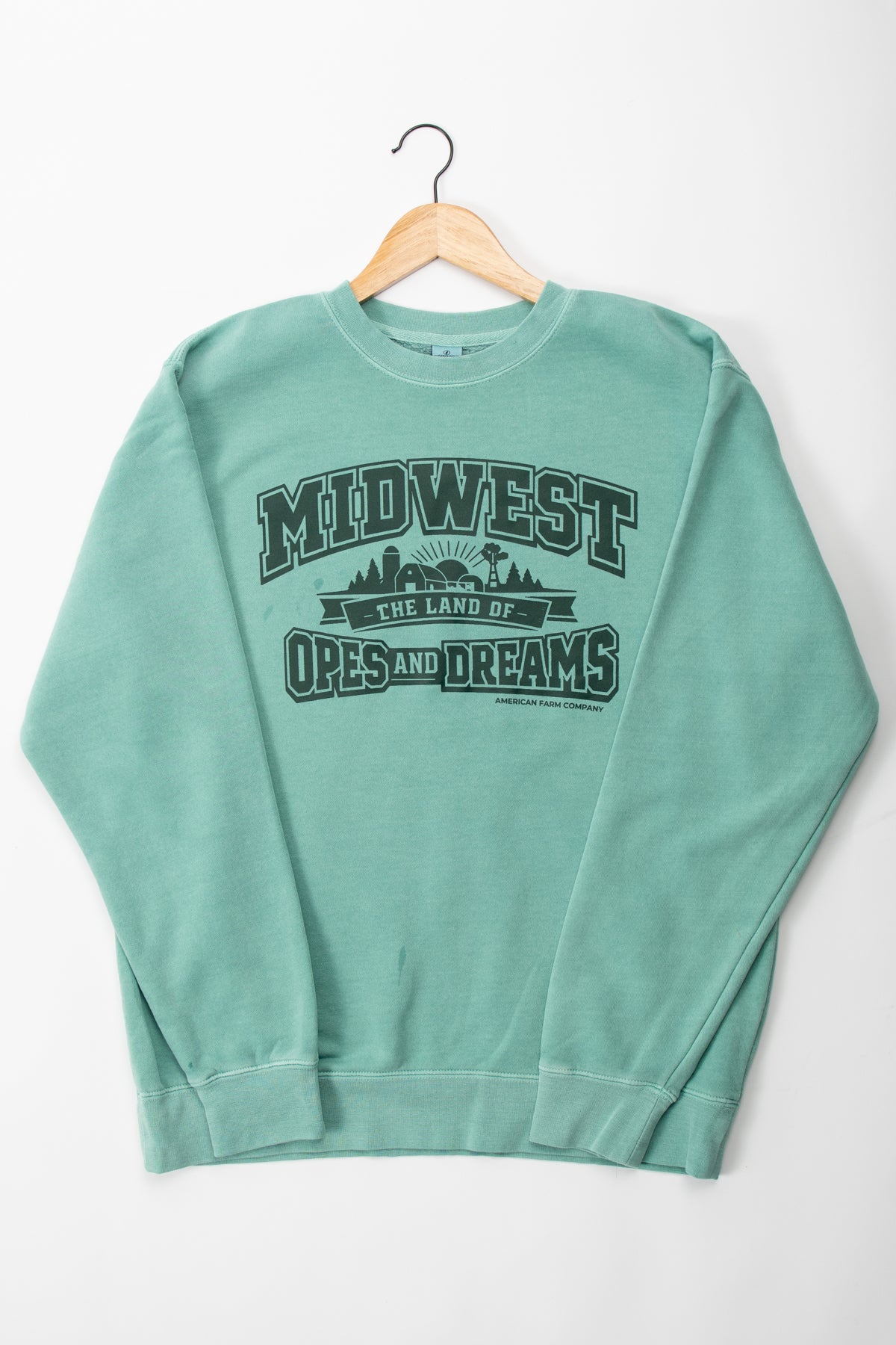 'Midwest - Land of Opes and Dreams' Green Crewneck