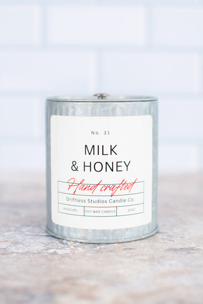 Milk & Honey Farmhouse Tin Candle