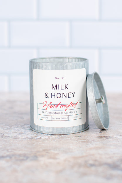 Milk & Honey Farmhouse Tin Candle