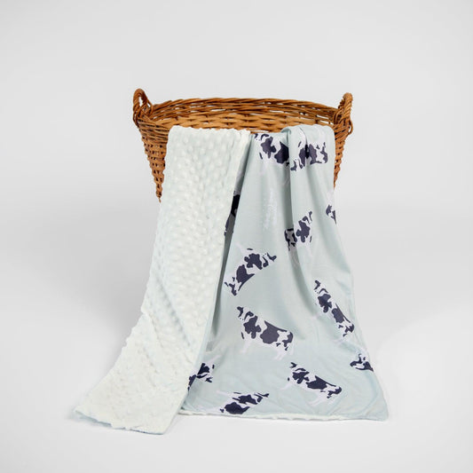 Mint Holstein Cow Minky Blanket - American Farm Company