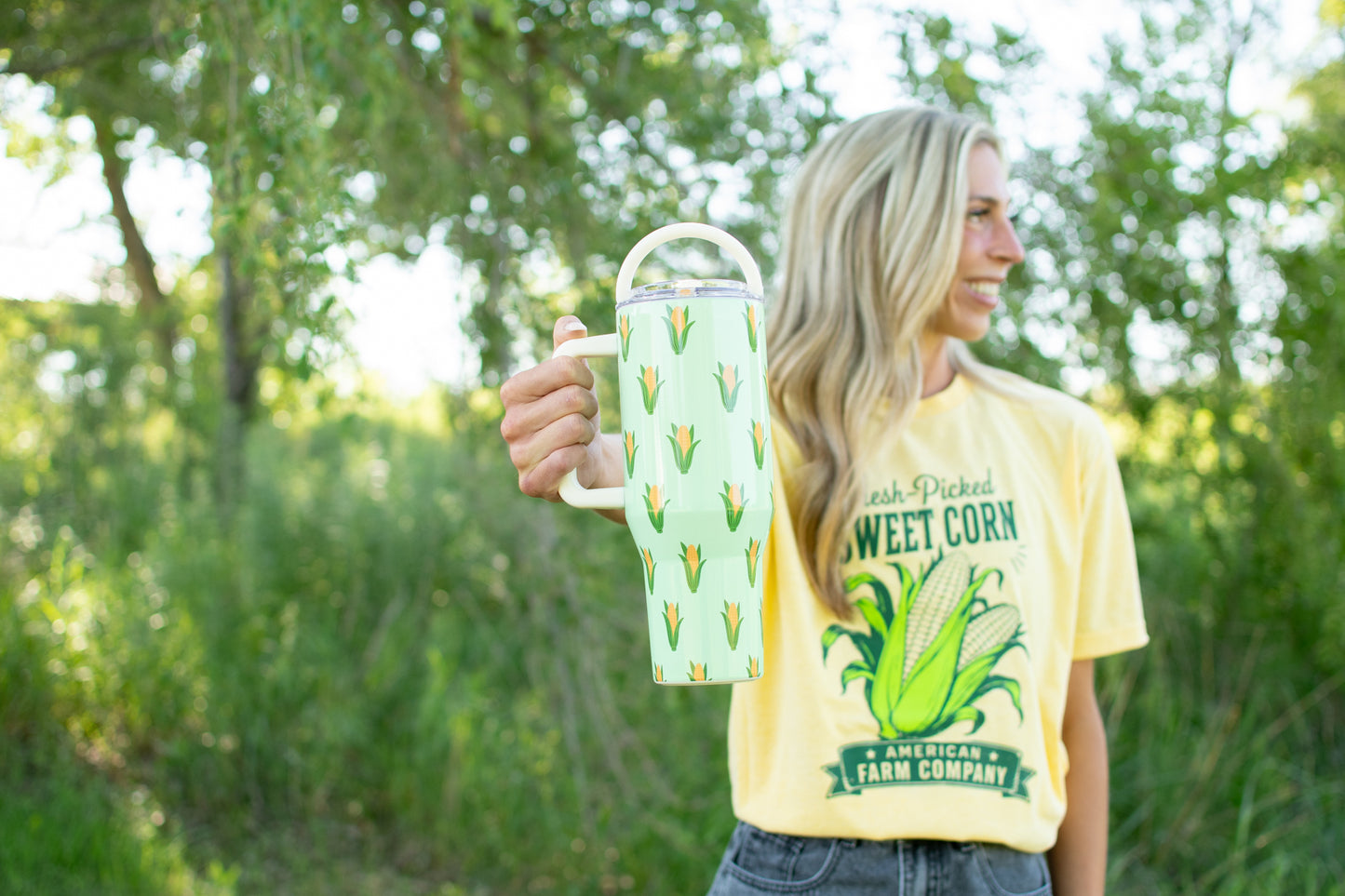 Mint Retro Corn 40oz Water Tank Tumbler