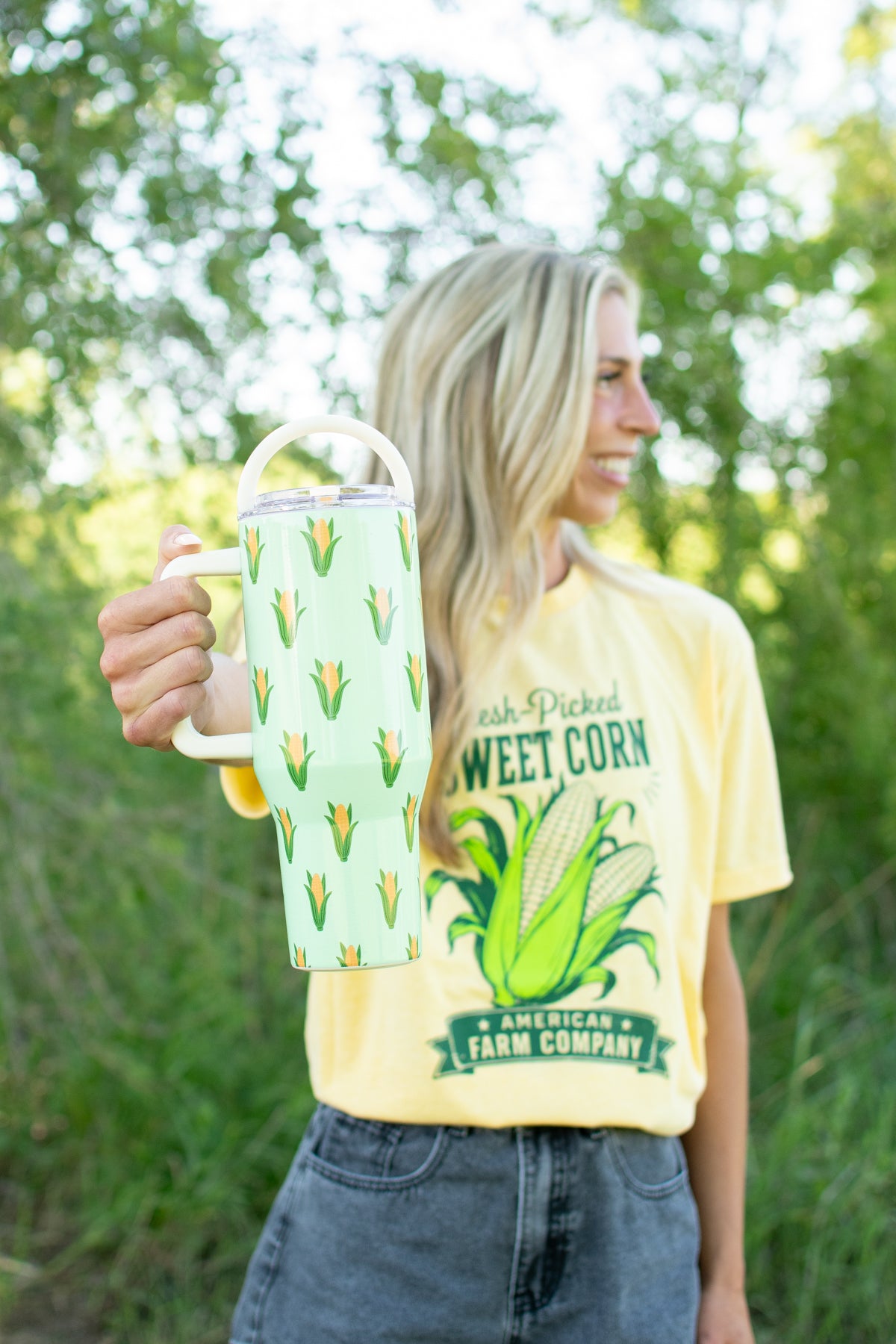 Mint Retro Corn 40oz Water Tank Tumbler