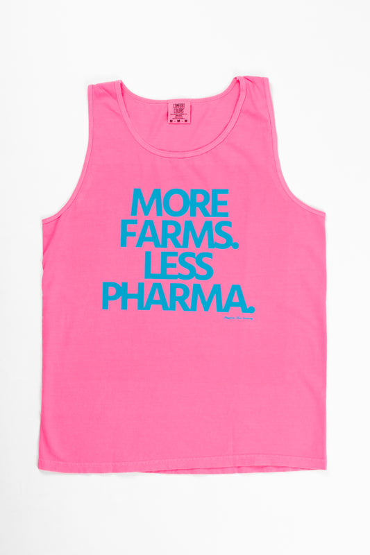 'More Farms. Less Pharma.' Neon Tank Top
