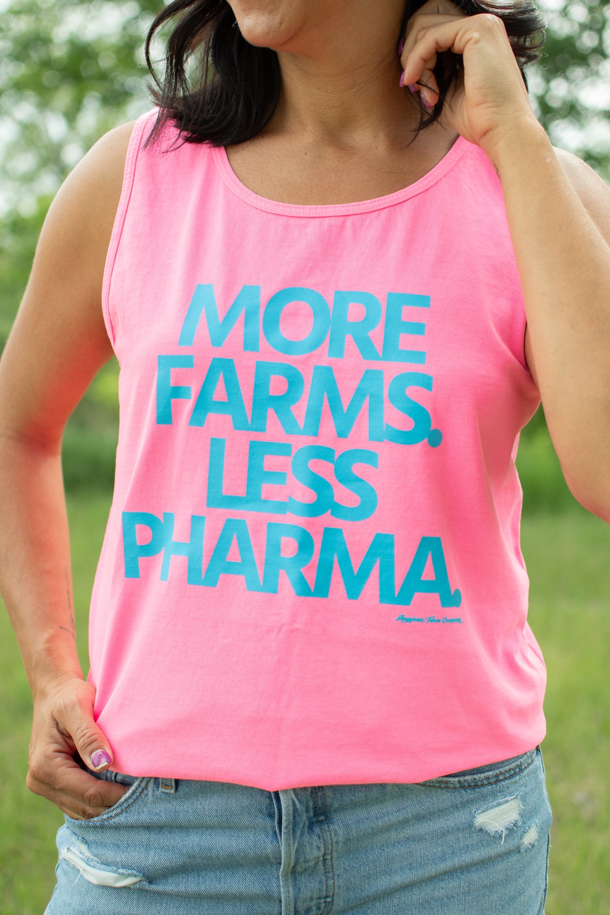 More Farms. Less Pharma.' Neon Tank Top
