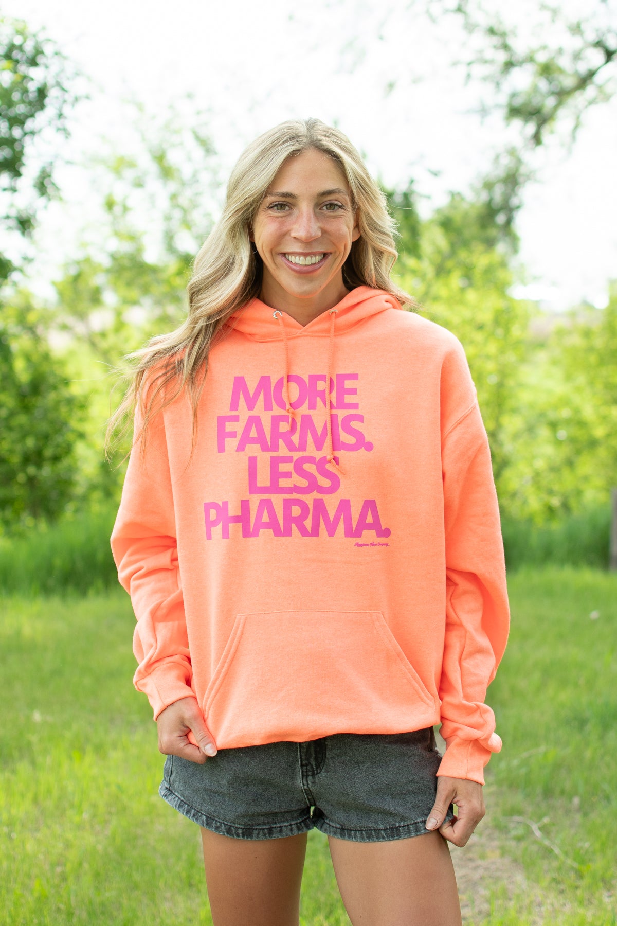 More Farms. Less Pharma' Neon Hoodie