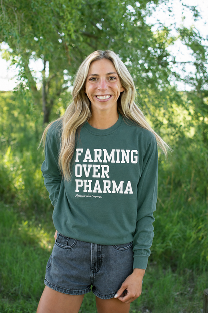 'More Farms, Less Pharma' Adult Long Sleeve
