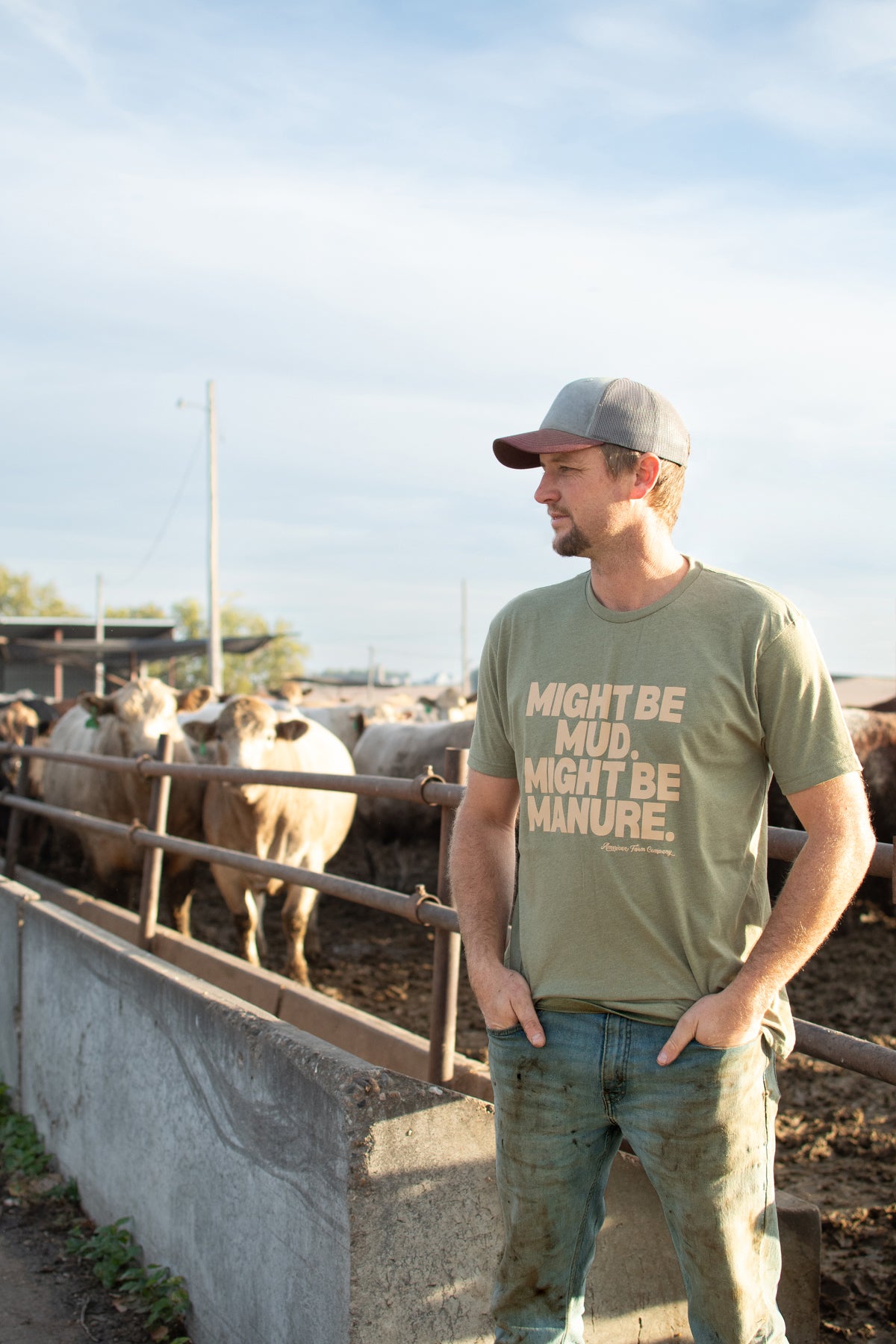'Mud or Manure' Adult T-Shirt - Olive