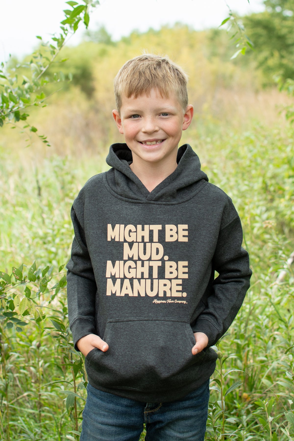 'Mud or Manure' Toddler/Youth Hoodie - Charcoal