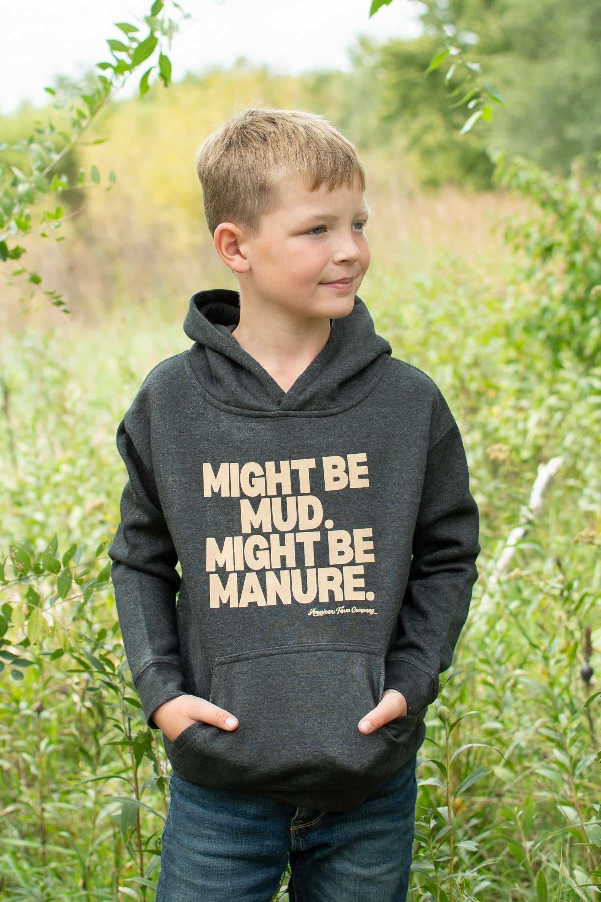 'Mud or Manure' Toddler/Youth Hoodie - Charcoal