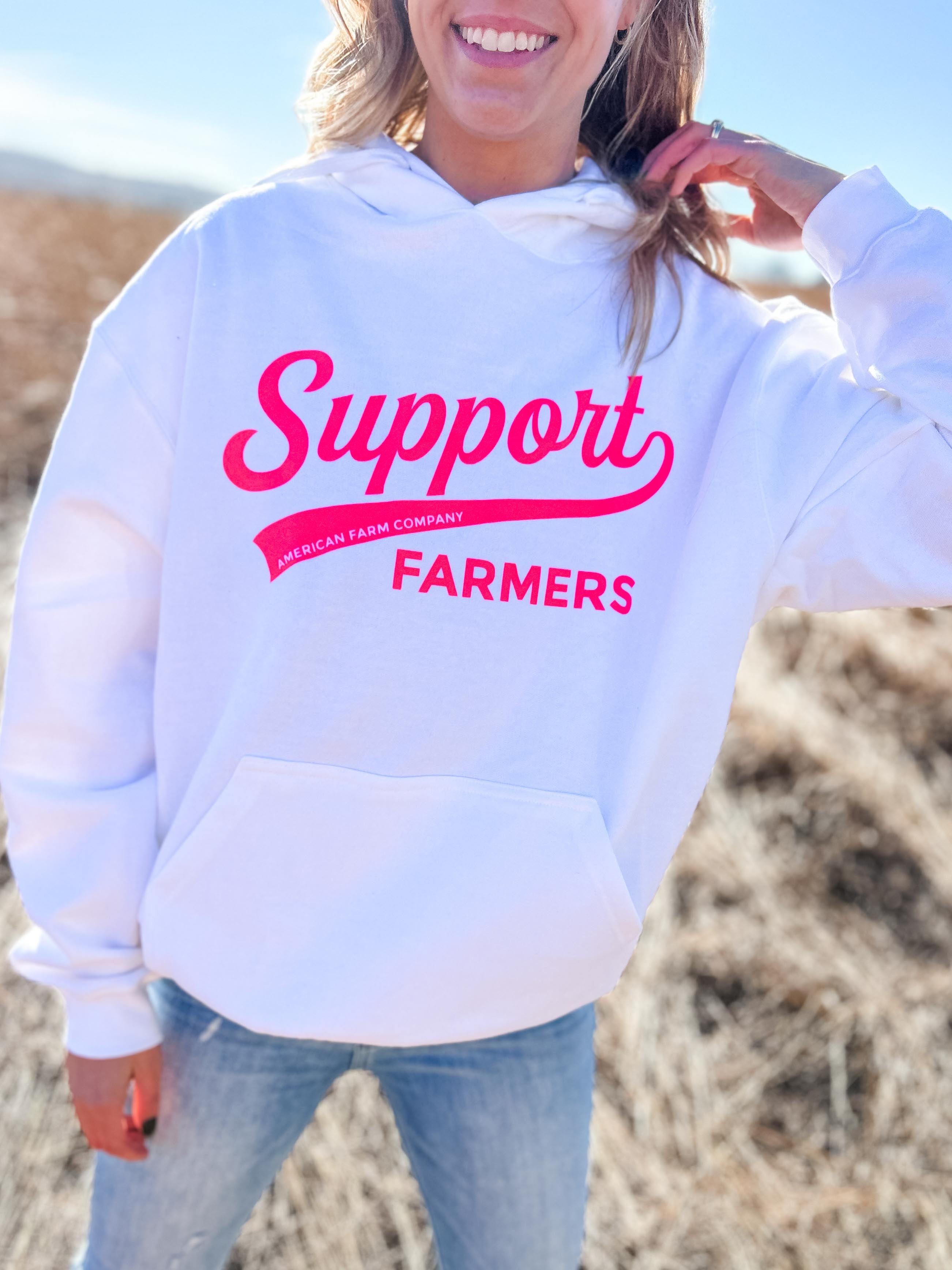 Neon 'Support Farmers Banner' White Hoodie