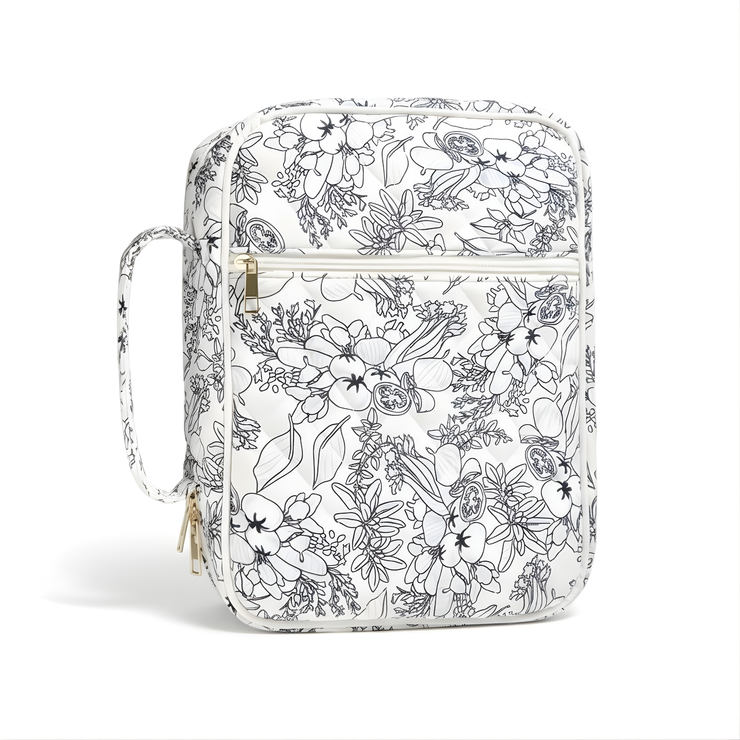 Navy Floral Quilted Bible Case