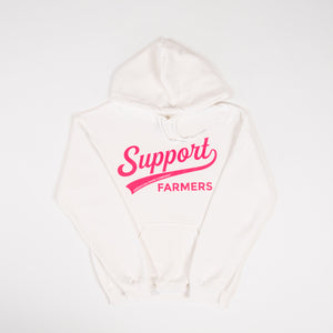 Neon 'Support Farmers Banner' White Hoodie - American Farm Company