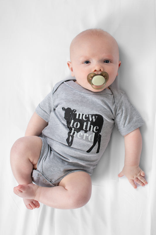 'New to the Herd' Gray Onesie