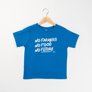 'No Farmers, No Food, No Future' Toddler & Youth Blue Tee