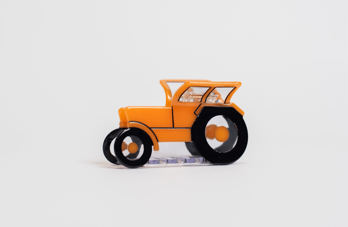 Orange Tractor Hair Clip