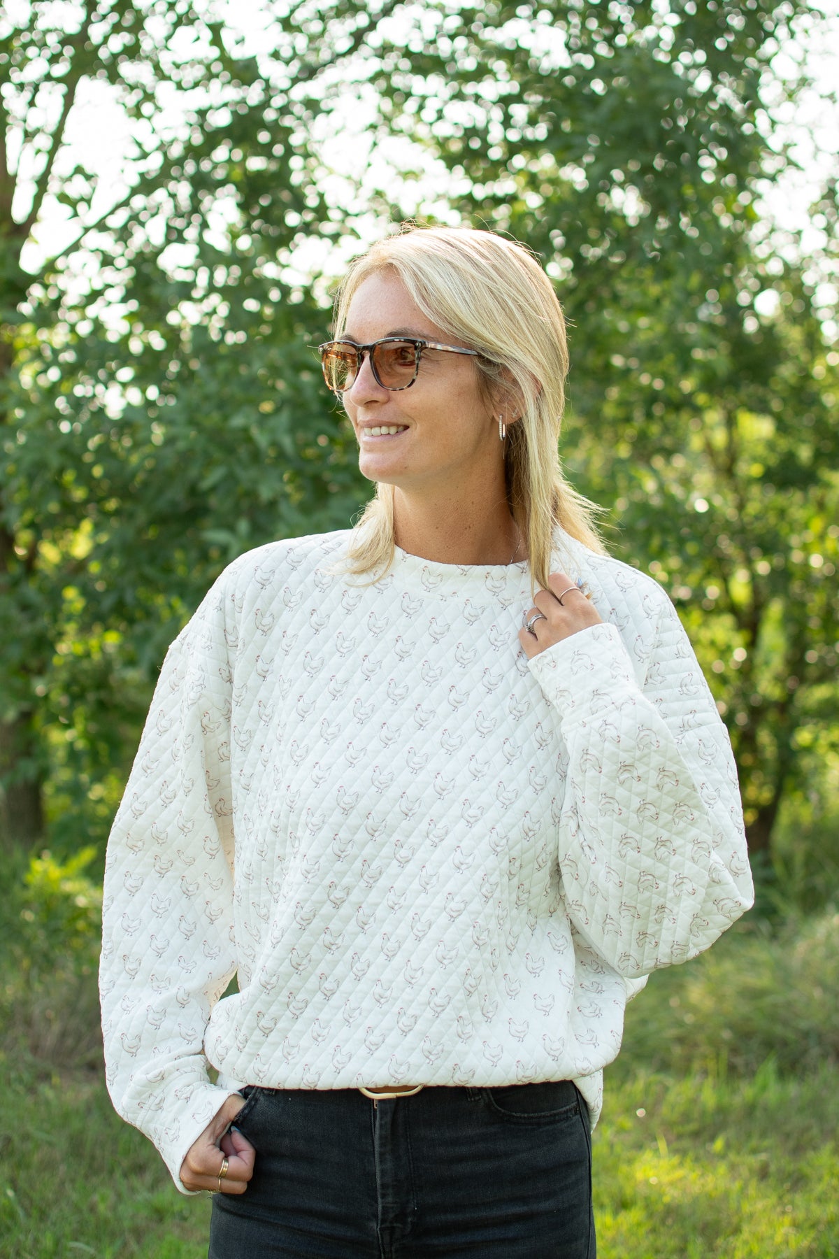 Oversized Quilted Chicken Sweater
