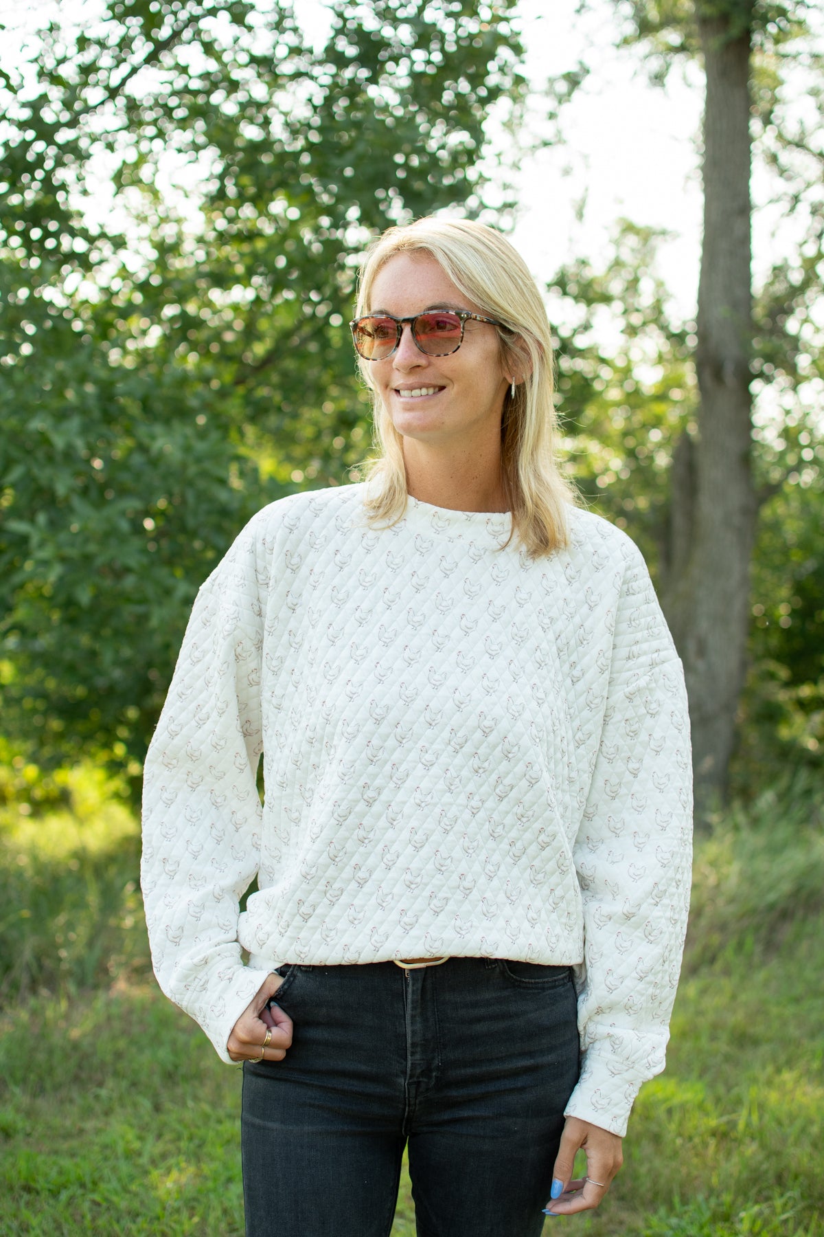 Oversized Quilted Chicken Sweater