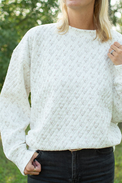 Oversized Quilted Chicken Sweater
