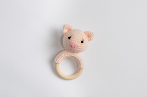 Knitted Pink Pig Rattle