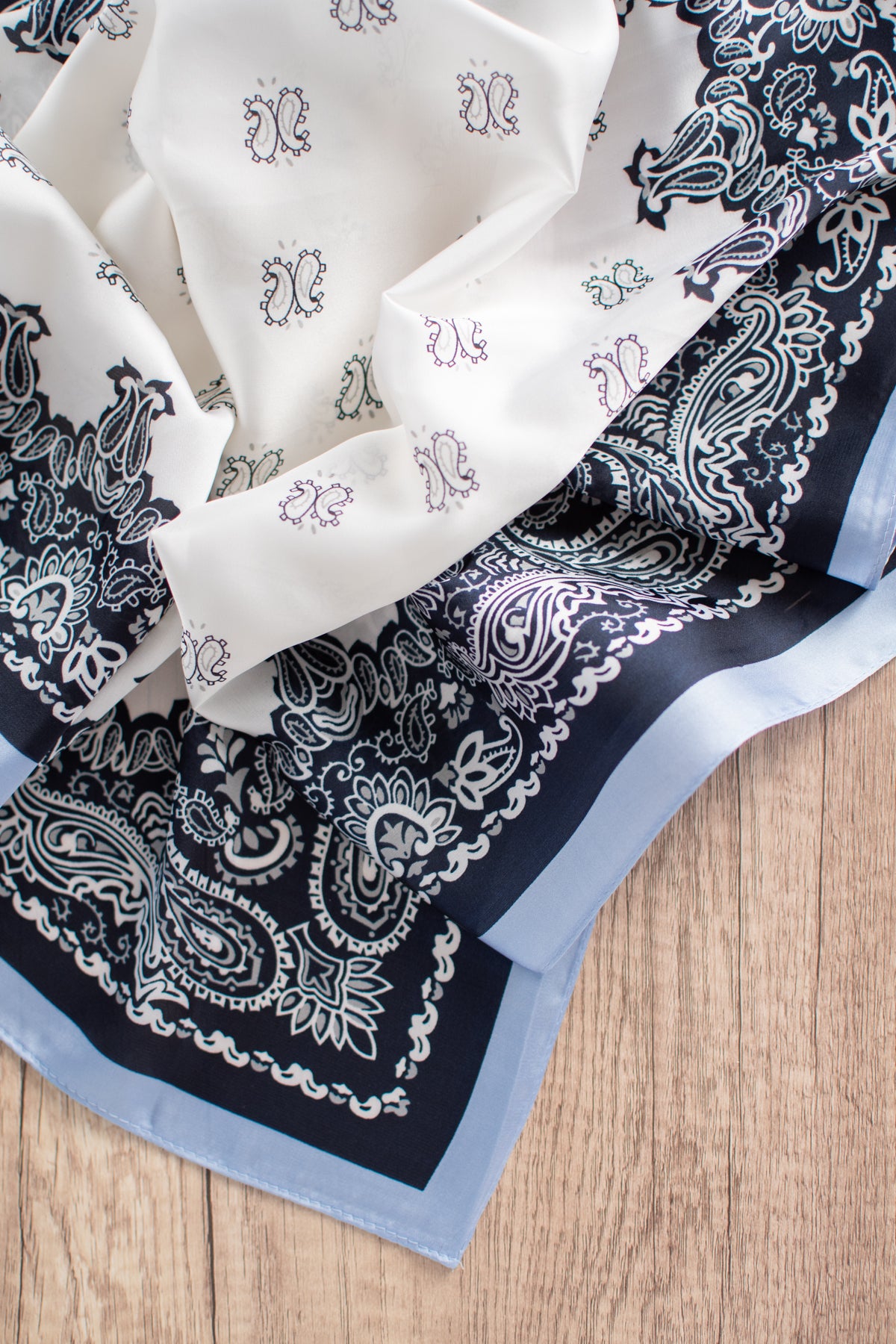 Paisley Square Scarf - Navy/Cream