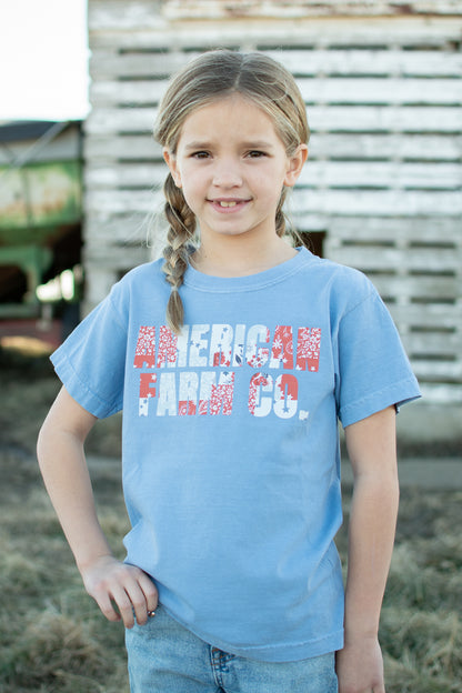 Paisley 'American Farm Co.' Toddler/Youth Blue Tee