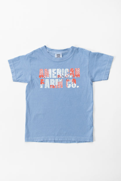 Paisley 'American Farm Co.' Toddler/Youth Blue Tee