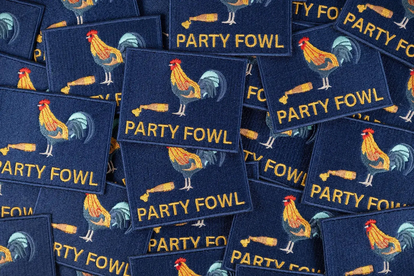 'Party Fowl' w/ Rooster and Beer Embroidered Iron-On Patch