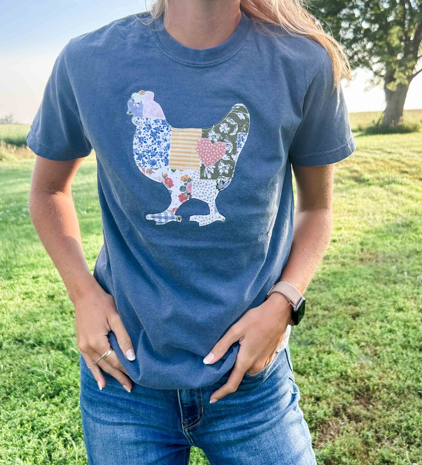 Patchwork Chicken Tee (PREORDER 8/20) - American Farm Company