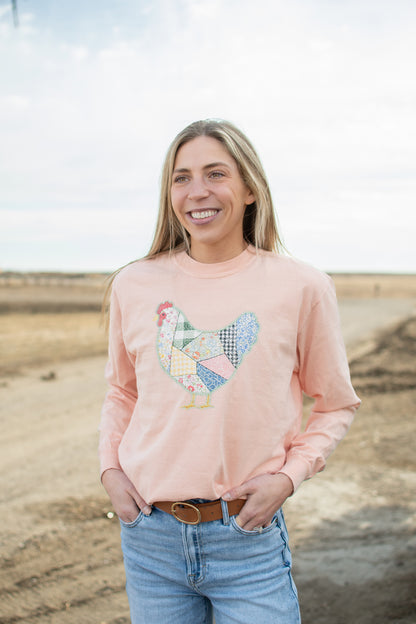 Patchwork Chicken Peach Long Sleeve