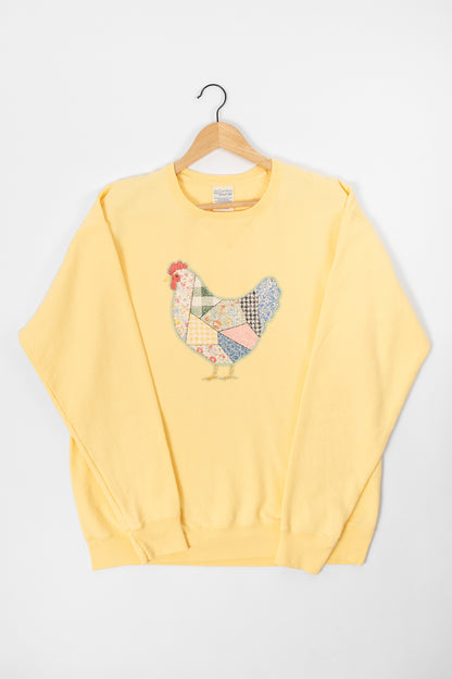 Patchwork Chicken Yellow Crewneck