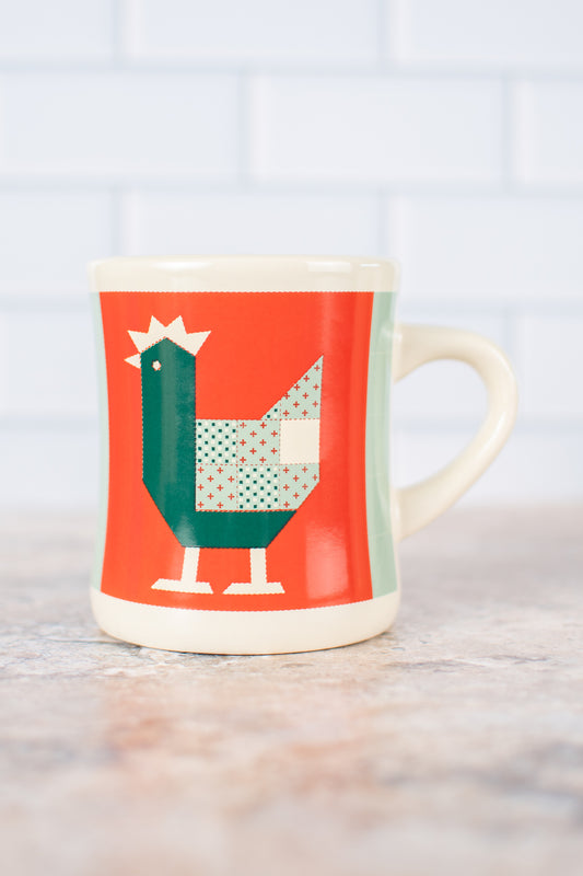 Patchwork Chicken Ceramic Mug