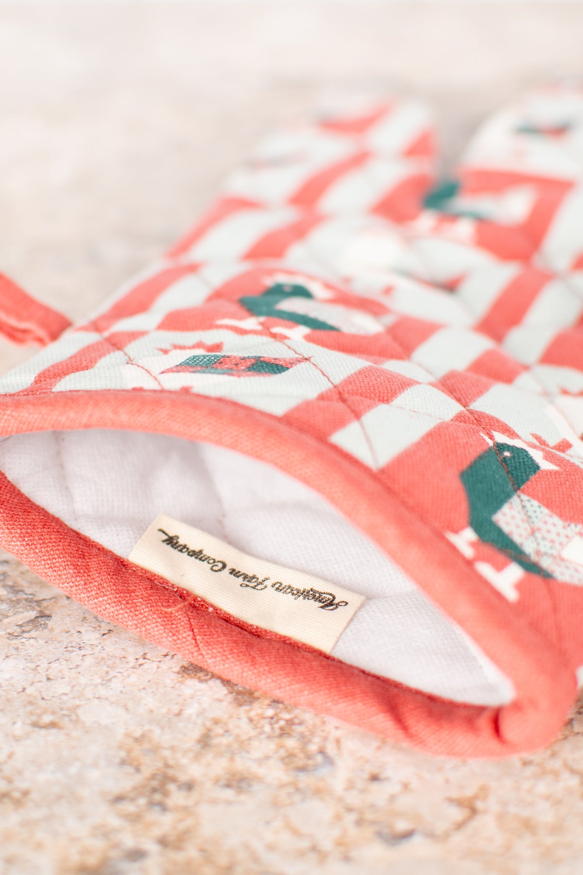 Patchwork Christmas Chicken Oven Mitt & Pot Holder Set