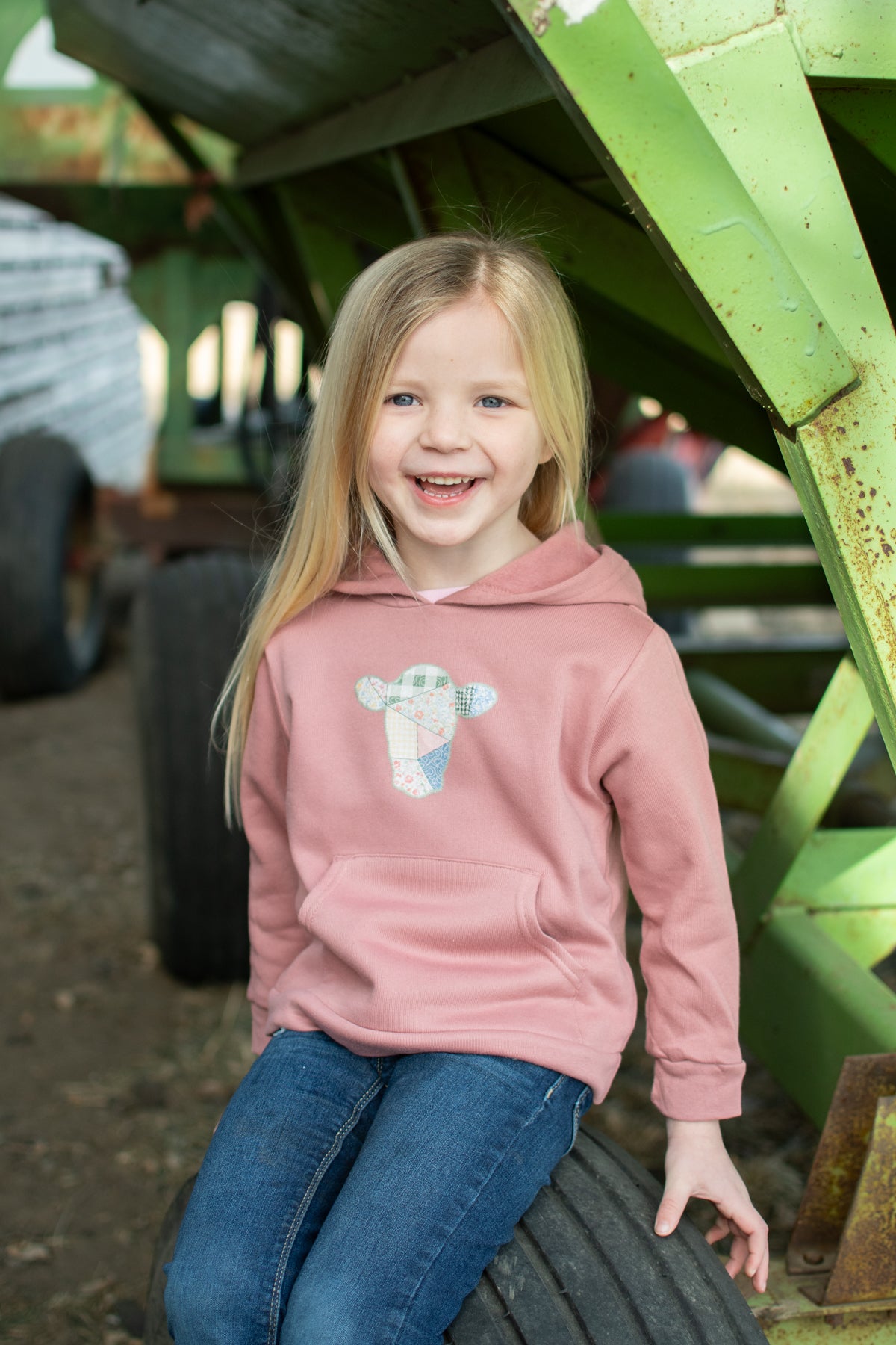 Patchwork Cow Toddler/Youth Mauve Hoodie