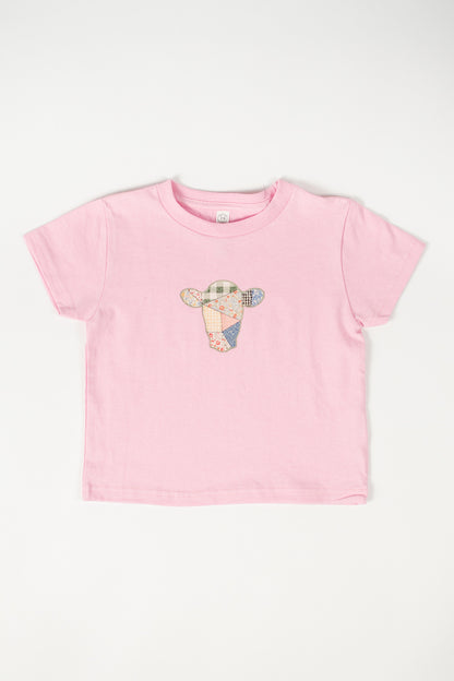 Patchwork Cow Toddler/Youth Pink Tee