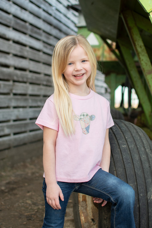 Patchwork Cow Toddler/Youth Pink Tee
