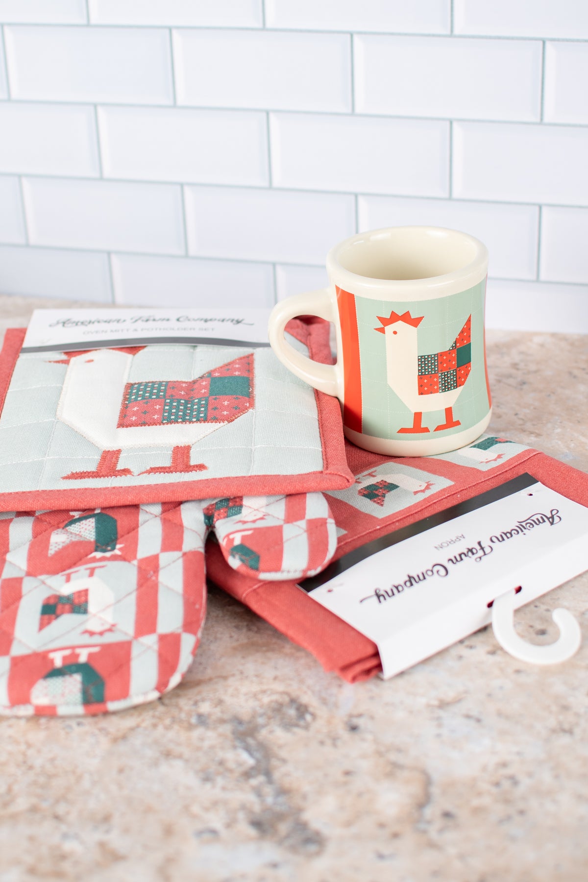 Patchwork Christmas Chicken Ceramic Mug