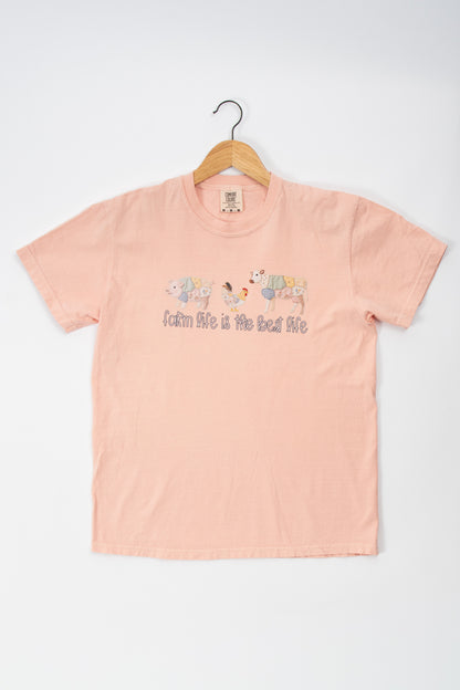 Patchwork 'Farm Life is the Best Life' Peach Tee