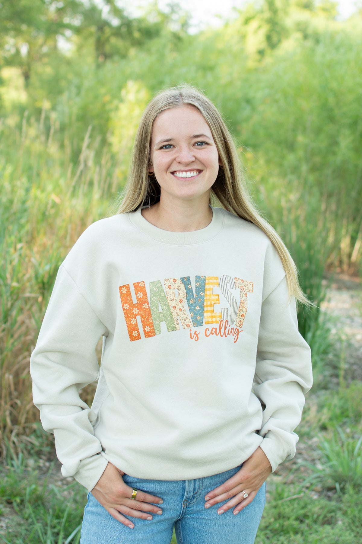 Patchwork 'Harvest is Calling' Adult Crewneck