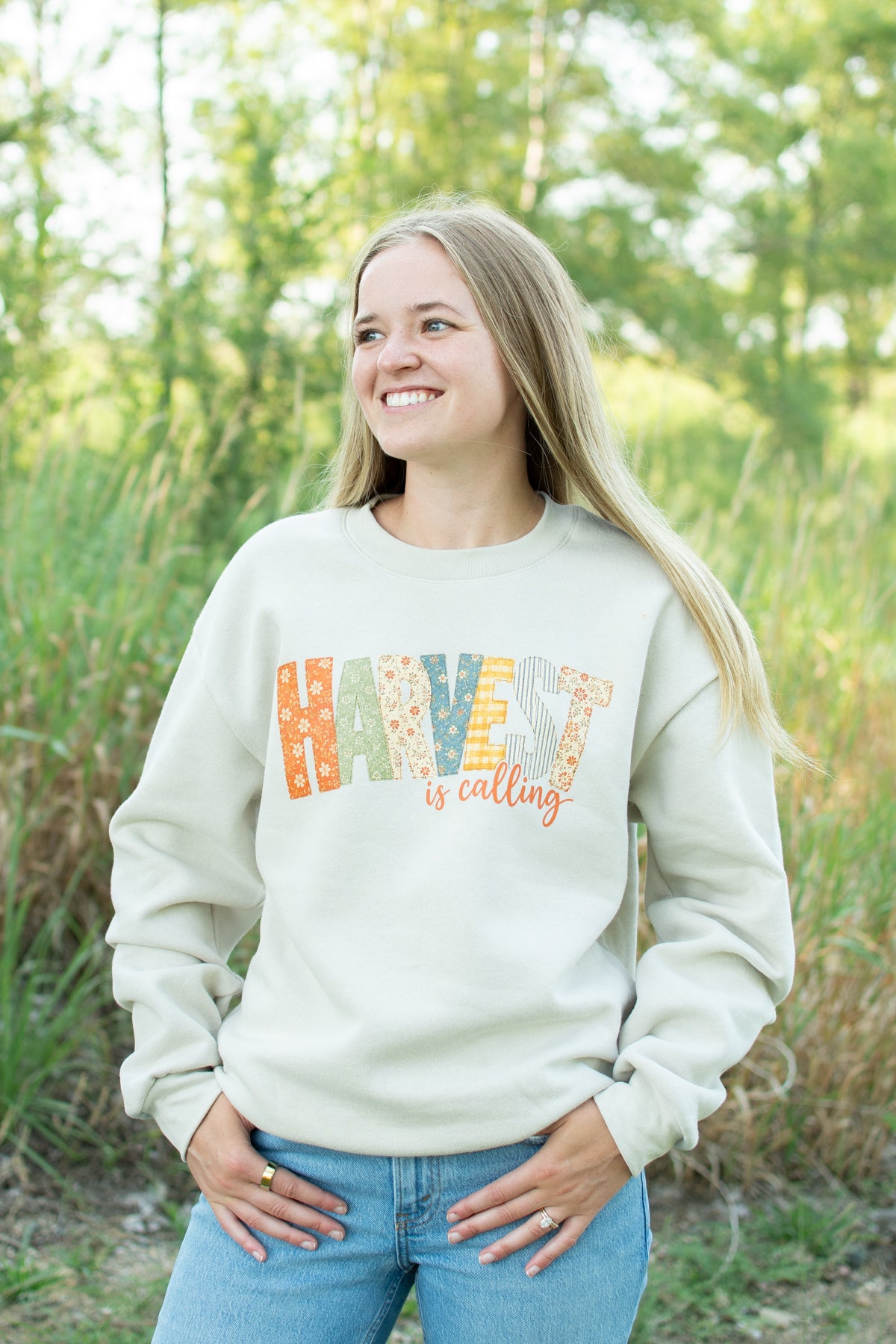 Patchwork 'Harvest is Calling' Adult Crewneck