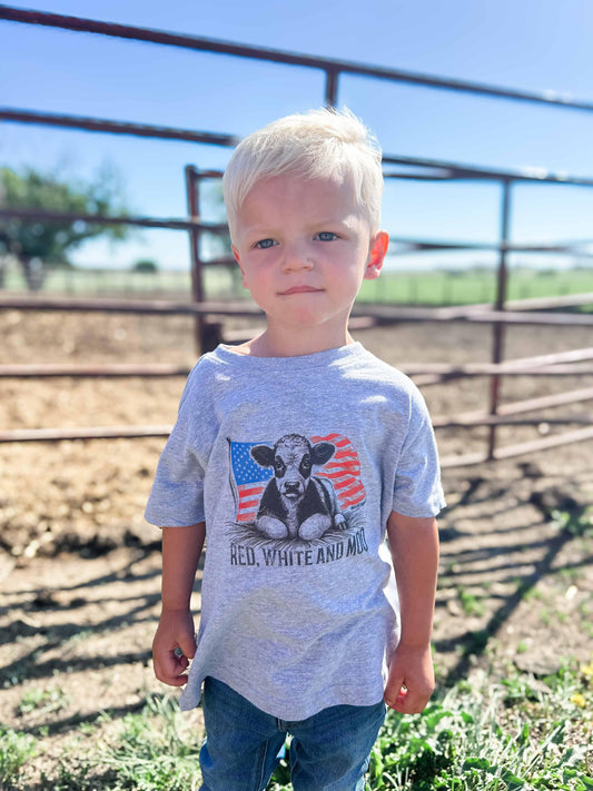 Patriotic Calf 'Red, White, & Moo' Toddler Tee