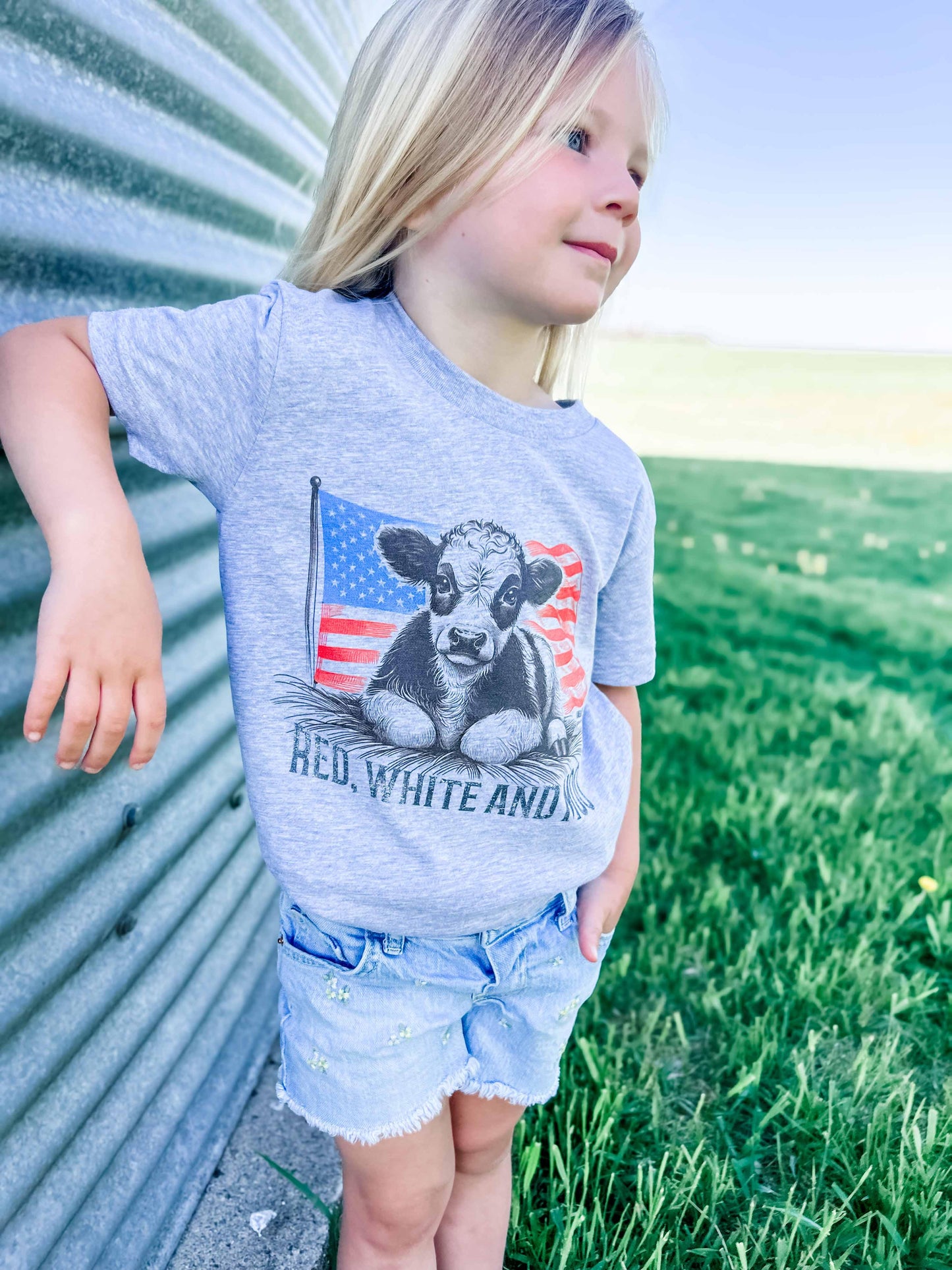 Patriotic Calf 'Red, White, & Moo' Youth Tee