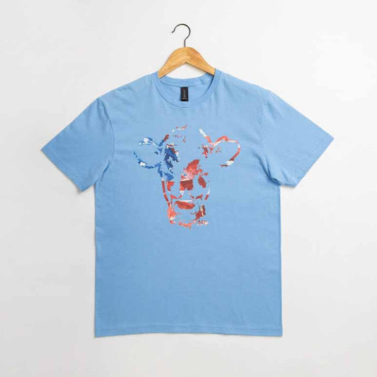 Patriotic Watercolor Cow Blue Tee