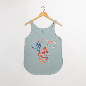 Patriotic Watercolor Cow Tank Top