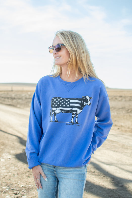 Patriotic Cow Crewneck