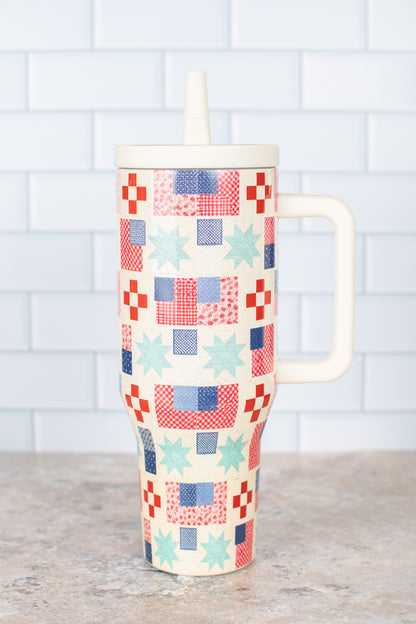 Patriotic Patchwork 40oz Water Tank Tumbler