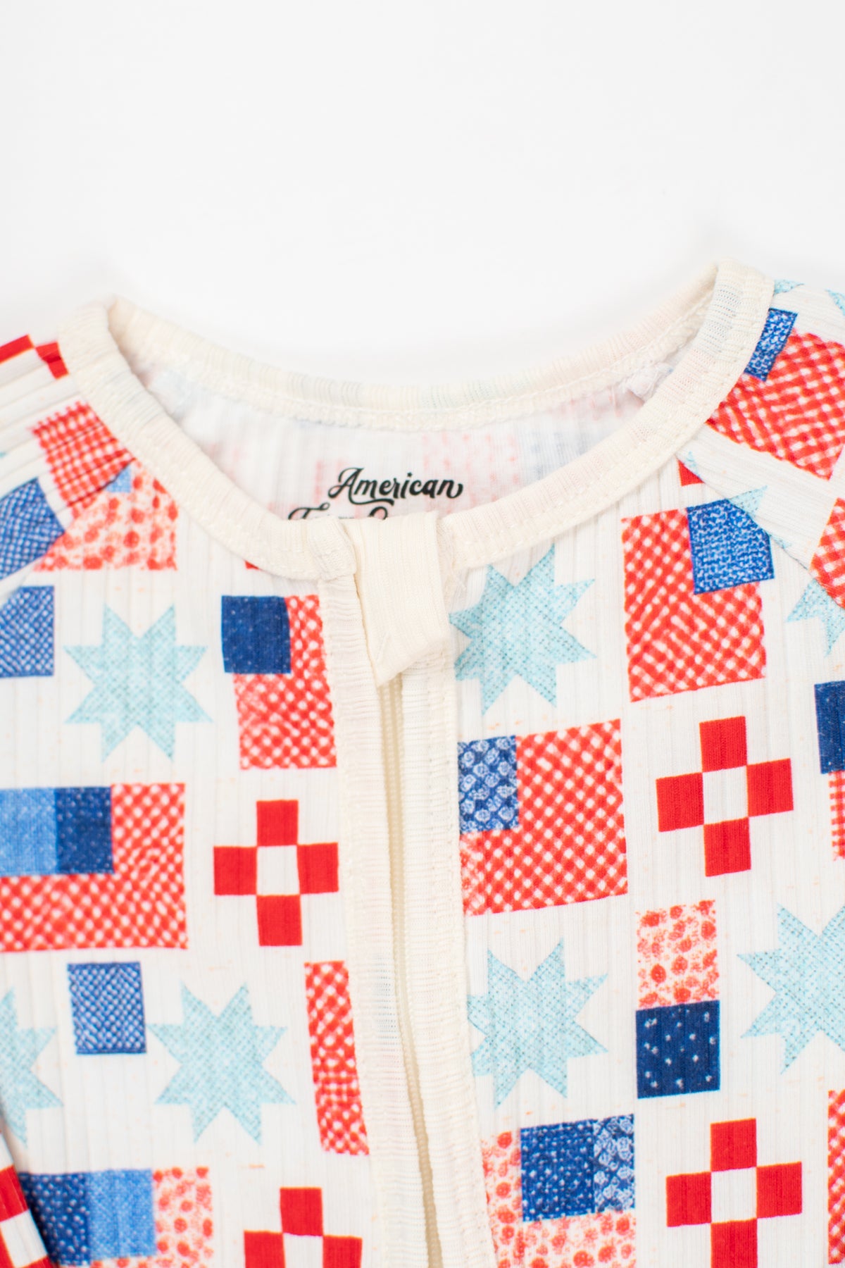 Patriotic Patchwork Baby Ribbed Cotton Zippy